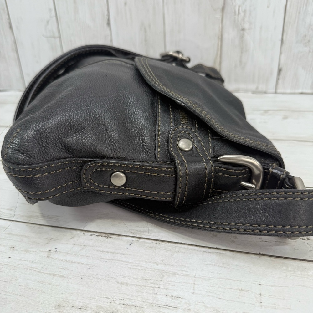 VTG Fossil Fifty Four Classic Black Pebbled Leather Crossbody Bag Durable 90s - Picture 5 of 16